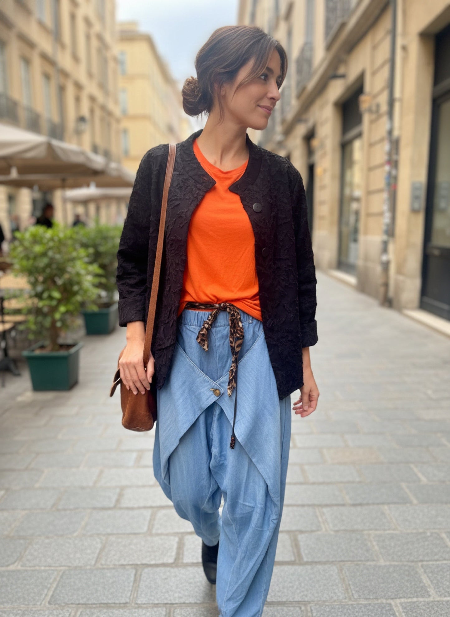 COMBO N.001 – Denim Sky + Silky Touch Top + Blazer Urban Chic
