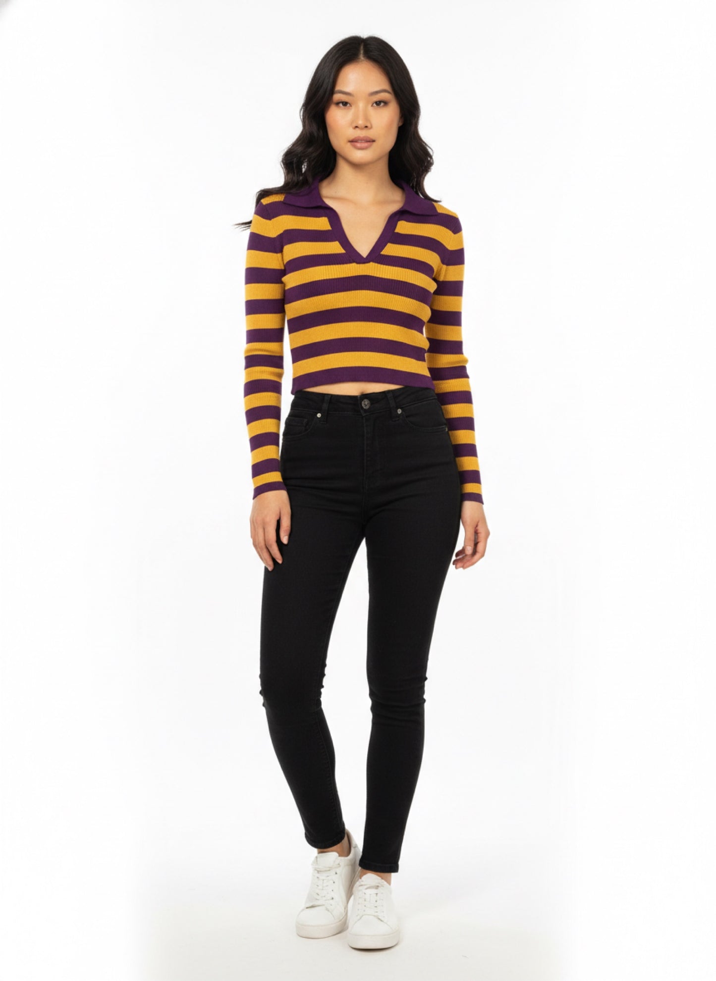 Polo Crop Righe Bicolor - Versatile e di Carattere