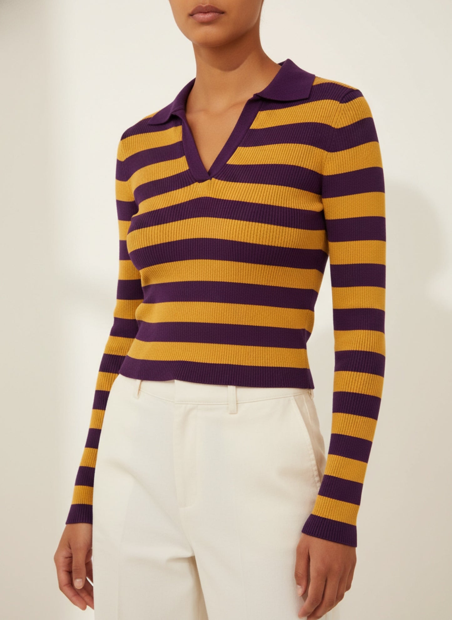 Polo Crop Righe Bicolor - Versatile e di Carattere