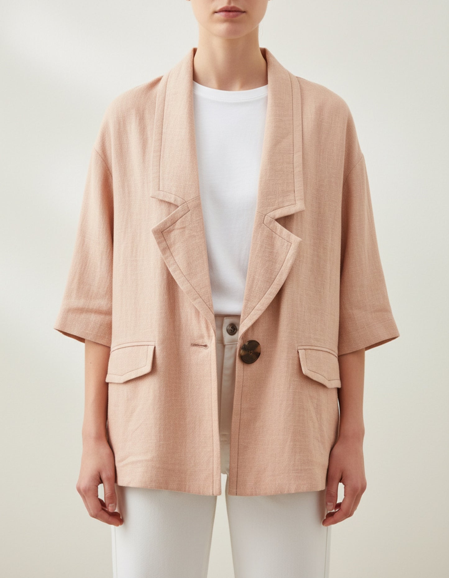 Kimono Jacket Ramié - Lusso Naturale con Bottone Statement