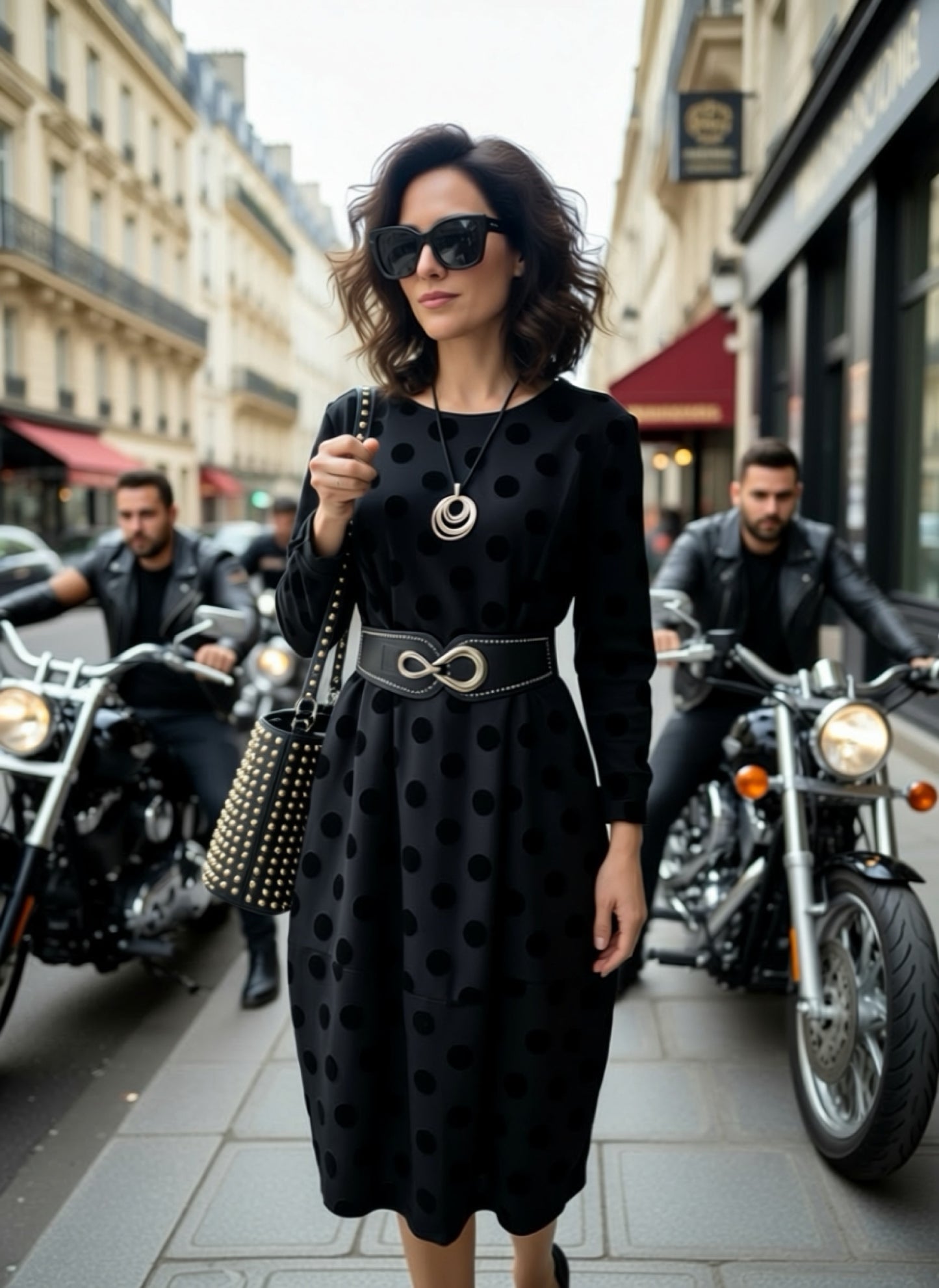 Abito Velvet Dots - Eleganza Tattile in Cotone Pregiato