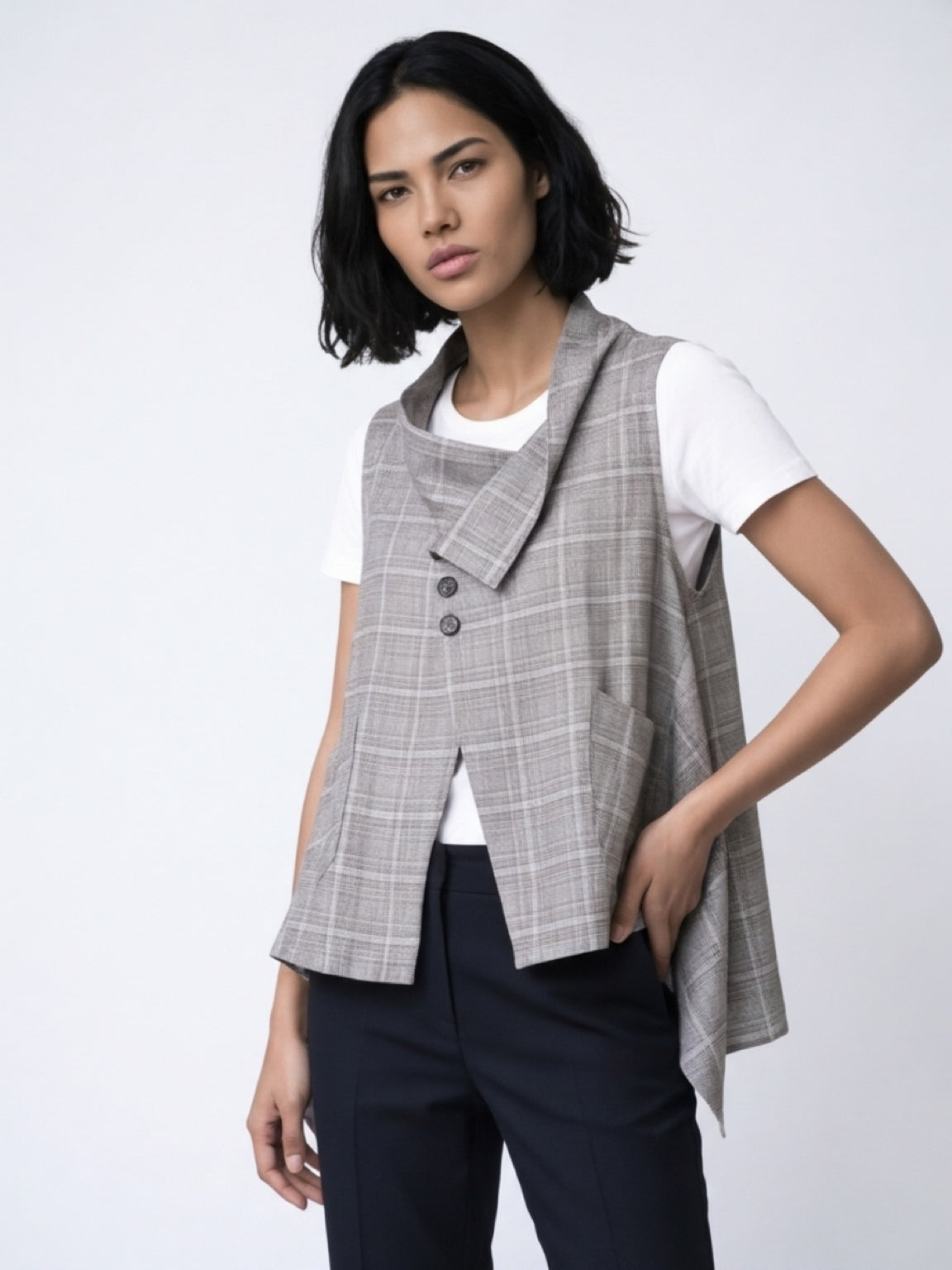 Gilet Principe di Galles Collo Barchetta Over