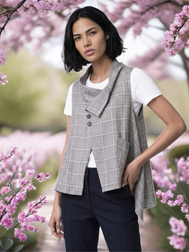 Gilet Principe di Galles Collo Barchetta Over